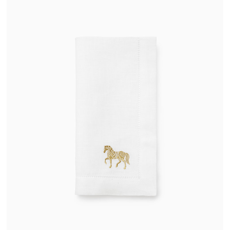 Lunar New Year Linen Square Napkins, White/Gold