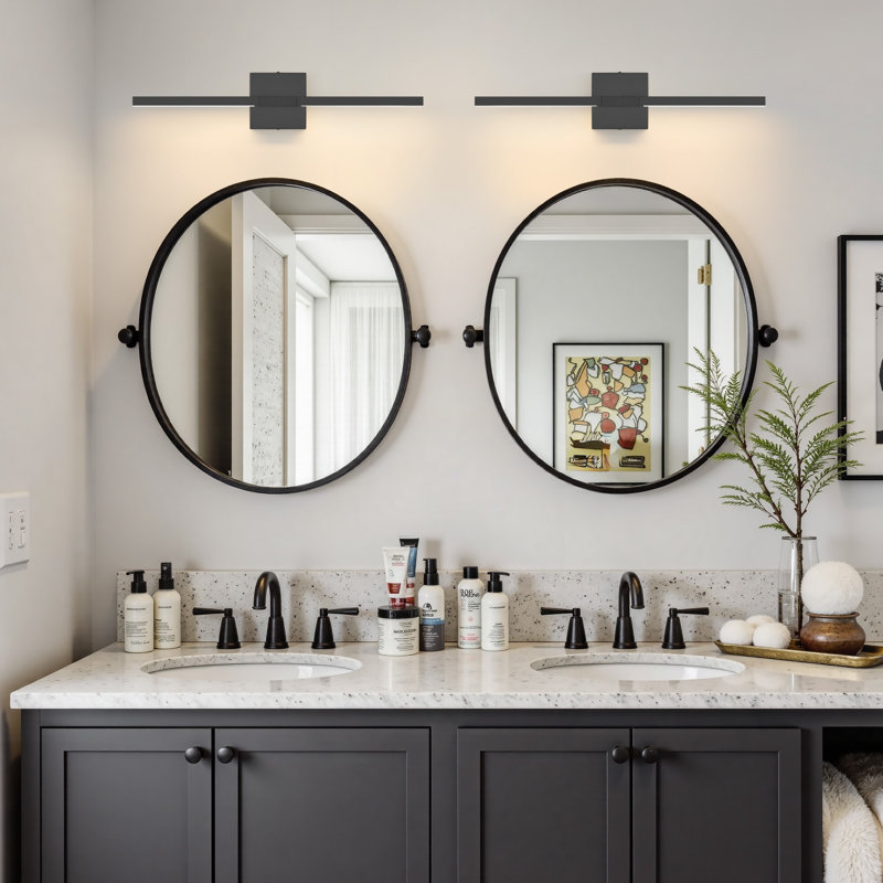 24'' Dimmable LED 24W Bath Bar, 4.72" H x 23.6" W x 3.22" D, Matte Black