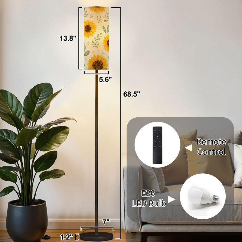 Lampe sur pied tournesol beauté naturelle avec lampe sur pied avec interrupteur au pied et télécommande