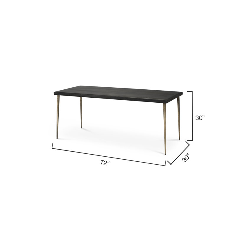 Farmhouse Solid Wood Dining Table, Dark Wood, Silver