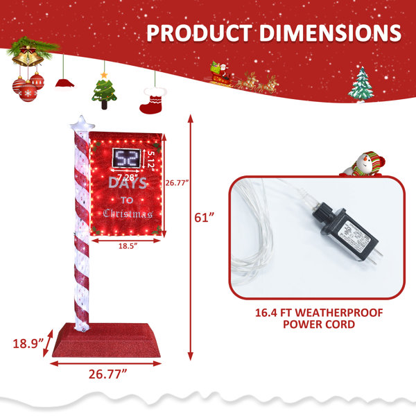 The Holiday Aisle® Gutierrez 5ft Lighted Christmas Countdown Sign ...