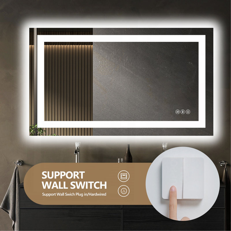 Miroir de salle de bain sans cadre à DEL, miroir intelligent, 24 po x 32 po