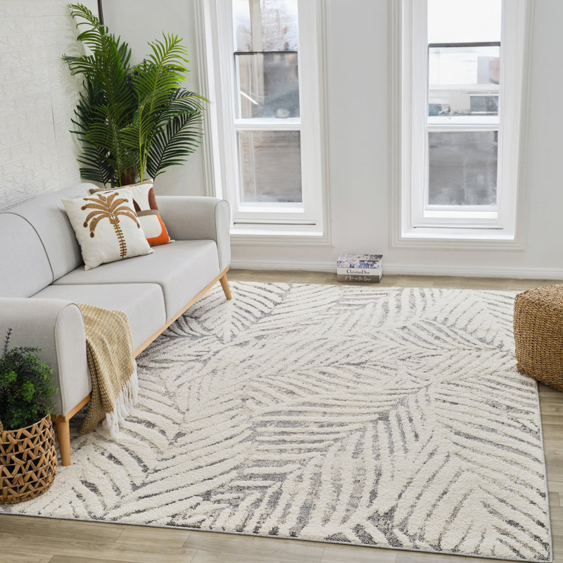 Rug Floral Indoor Area Rug, Cream Gray., Rectangle 5'3" x 7'7"