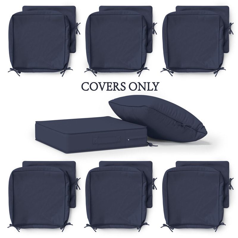 Housses pour coussins d'extérieur toutes saisons pour meubles d'extérieur, housses seulement, 6, L 24 po x P 24 po, Marine