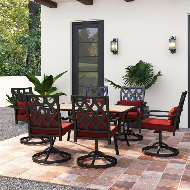 Outdoor Dining Set – Weather-Resistant Metal, Brown, 28.3" H x 59" W x 37.8" D, 4