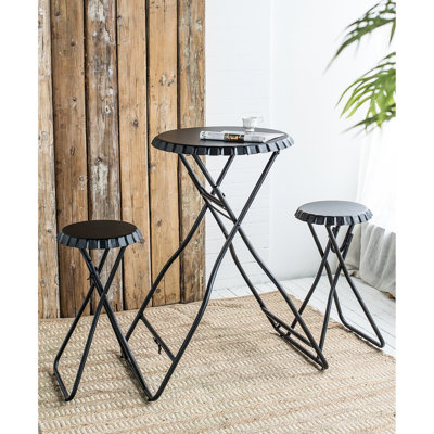 57.5x23.6x39.8" Black Side Table With Two Seats, Iron Build, Industrial Style Home Accessory And Seating Elements, 57.5x23.6x39.8", Decor Piece