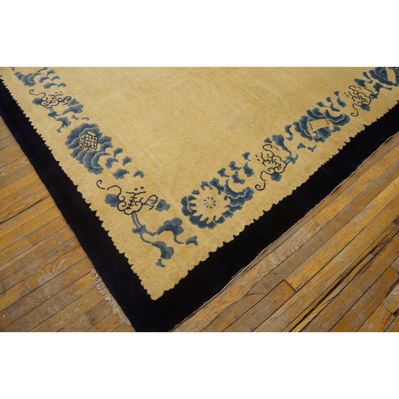 Minimalist Open Cream Color Field Antique 1900's Peking Chinese Rug
