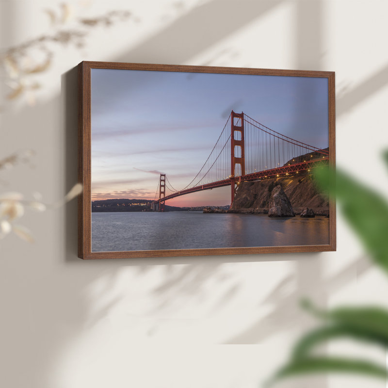 Golden Gate Span -Framed Print - Restickable, H 8 po x l 10 po, Noyer