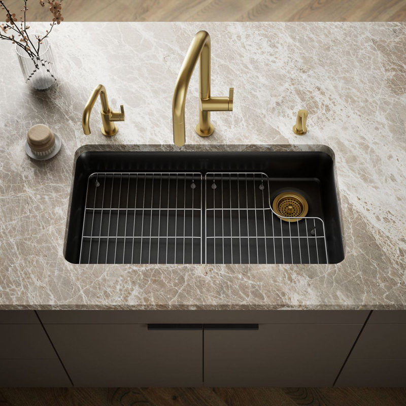 Cairn X 18 5/16 po X 5-11 / 16 po Évier de cuisine encastré à simple cuve, Noir mat