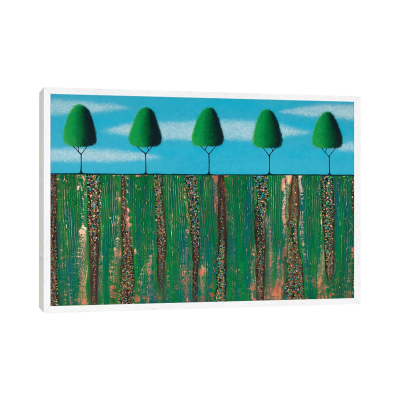 Trees Of Spring by Lisa Frances Judd - Painting on Canvas, 45.72cm H x 66.04cm W x 3.81cm D, White Floater Framed