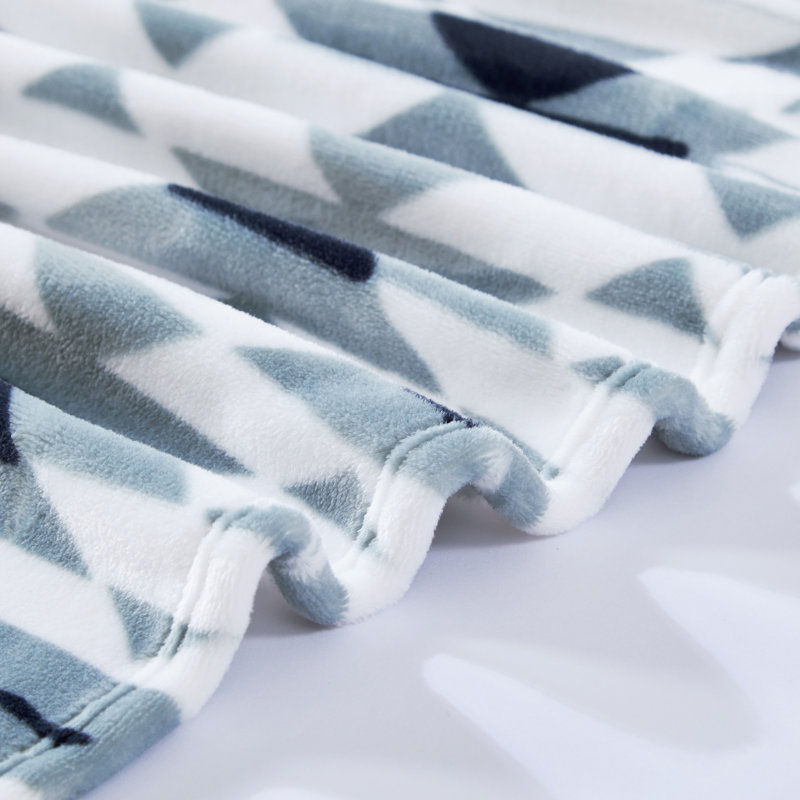 50" x 70" Geometric Gray Fleece Reversible Throw Blanket