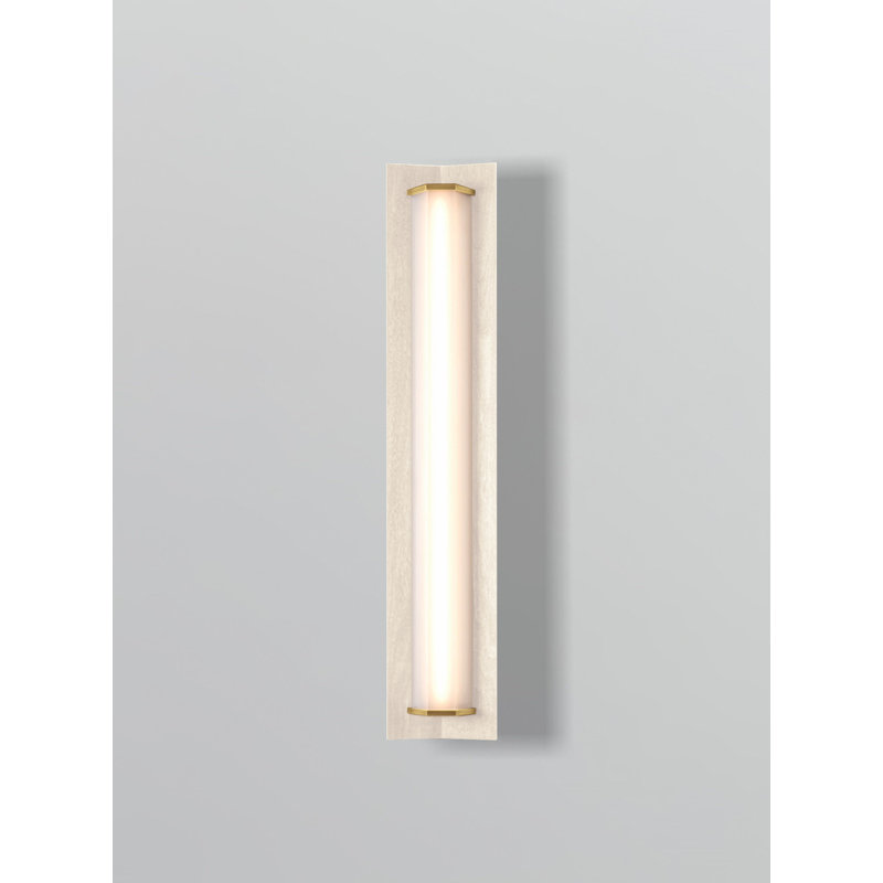 Plafonnier encastré à intensité variable à 1 lumière Penna, H 40 po x l 7,7 po x P 3,5 po, Laiton brossé / chêne délavé blanc