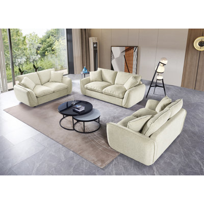 Modern Upholstered Streamlined Arms 3-Piece Sectional(Two 75.5W Loveseat + One 97.5W Sofa)