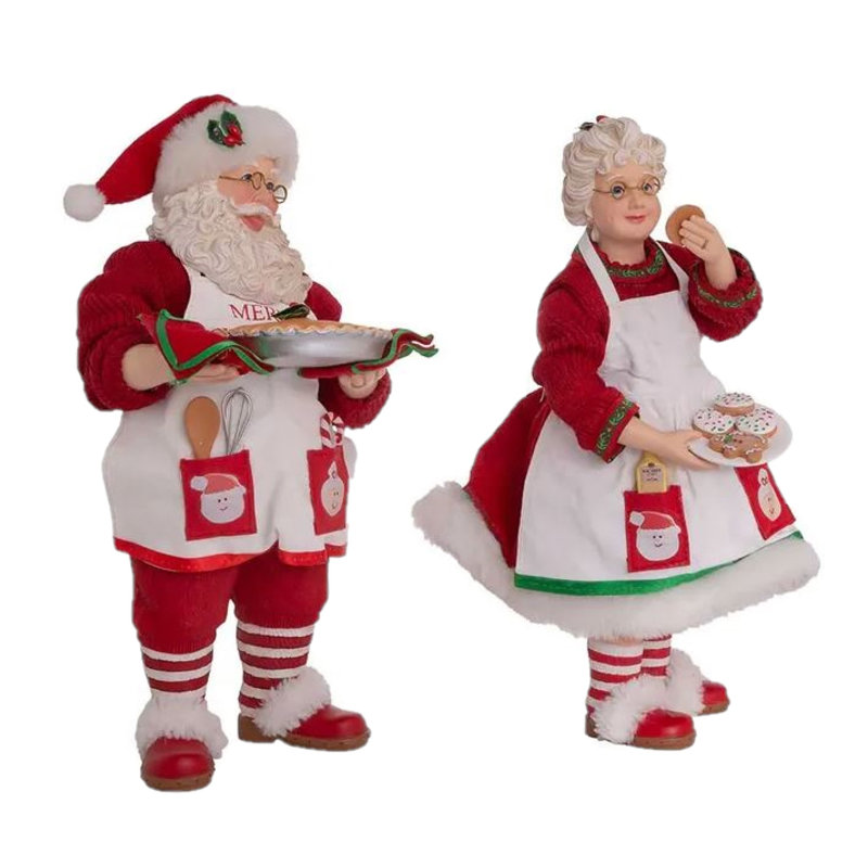 Figurines de Noël Kurt Adler Fabriche, M. et Mme Noël avec des desserts, 10,5 po (ensemble de 2)