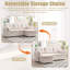 L-Shaped Sofa Bed with Pull-Out Sleeper & Storage Chaise, 3-Seater Convertible Sectional Sofa, Multifunctional Couch for Living Room & Small Apartments, Beige