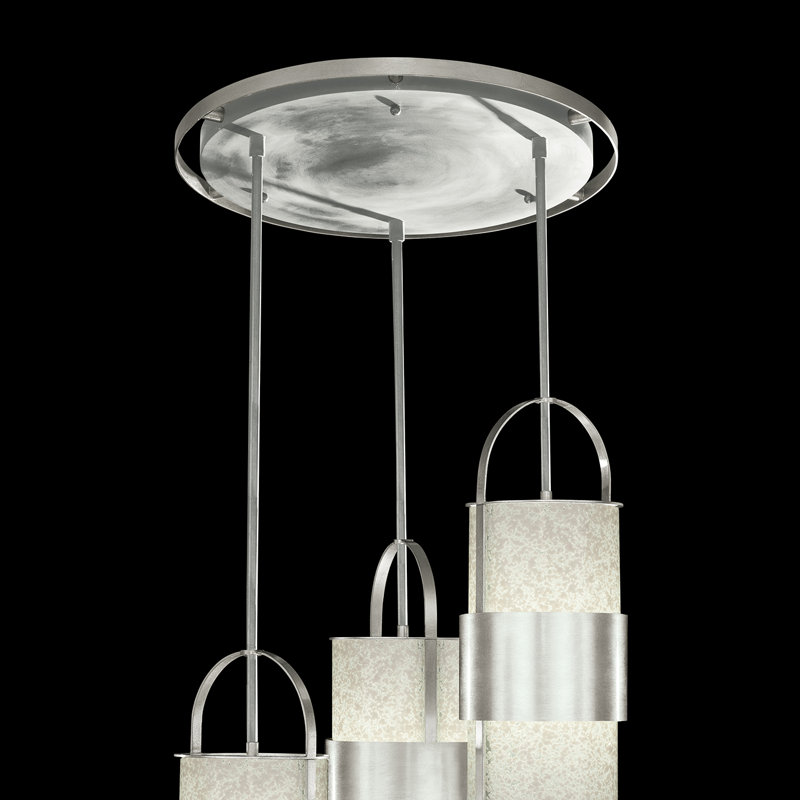 Luminaire suspendu rond Bond 23,5, Argent, Blanc