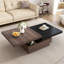 Table basse rotative, table basse carrée moderne avec grain de bois, 1 espace de rangement caché pour le salon-18367946