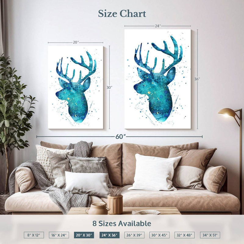 Brampt Turquoise Deer, 36" H x 24" W