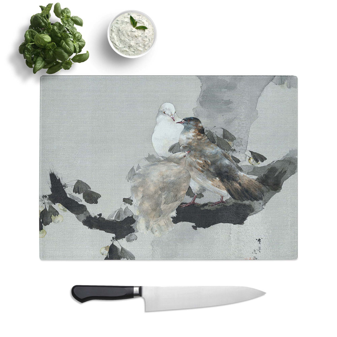 Tempered Glass Pigeons in a Tree by Watanabe Seitei Chopping Board
