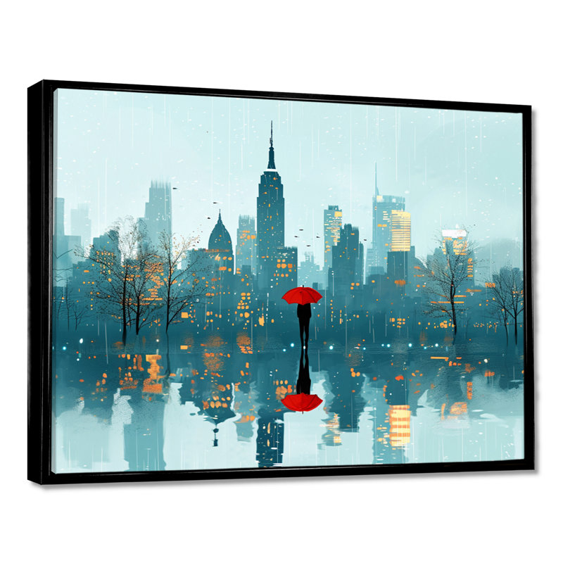 Noemie - impression d'art mural New York City, Cadre flottant noir, H 16 po x l 32 po