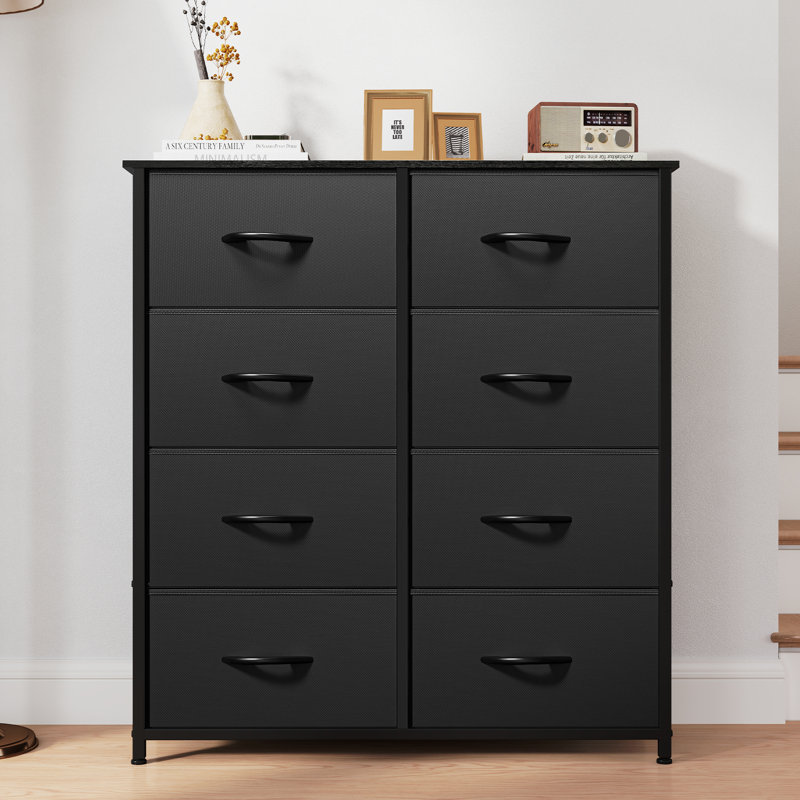 Commode double 8 tiroirs 8 tiroirs, Noir