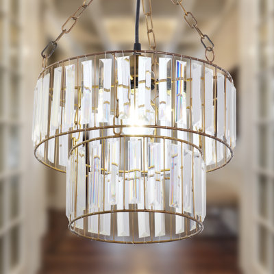 12"W 1-Light Glass and Metal Pendant