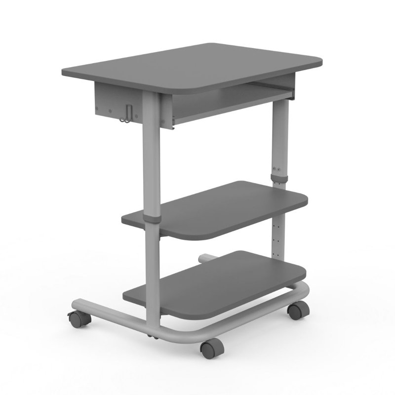 Chariot de travail réglable pour ordinateur portable Antum, Gris foncé / gris pâle