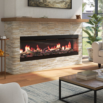 Brayden Studio 180cm W Black Electric Fireplace
