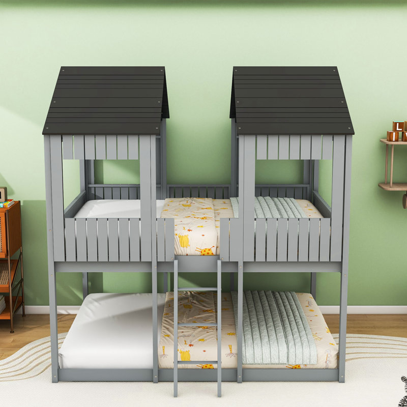 Gabryle Kids Full Over Full Bunk Bed, Antique Gray