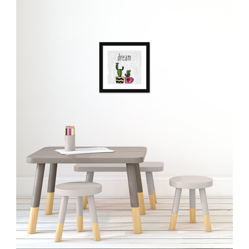 «Cacti A», art encadré, H 16 po x l 16 po x P 0,6 po, Encadré plat noir