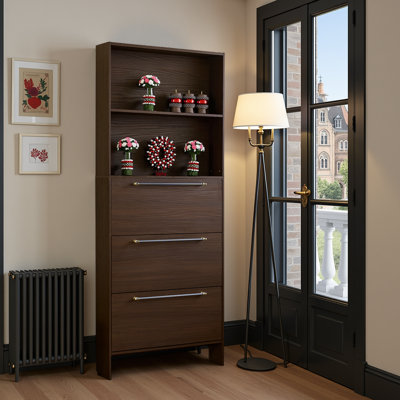 Slim MDF Shoe Cabinet with 3 Flip Doors