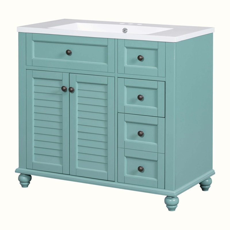 Debbrah 36'' Single Bathroom Vanity with Solid + Manufactured Wood Top, 60" W x 84" L