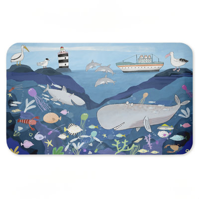 Tapis de sol anti-fatigue imprimé Sea World Creatures, par Carla Daly