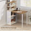Natural Finish Foldable Desk Bookshelf Combo, Rustic Industrial for Rental Apartment