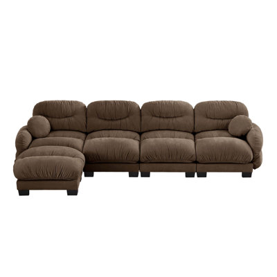 Ergonomic Pleated Chenille Modular Sofa with Curved Comfort