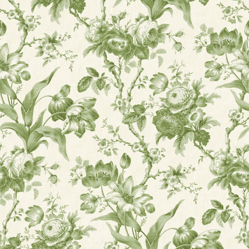 French Country 8.23m x 68cm Matte Finish Wallpaper Roll, Green