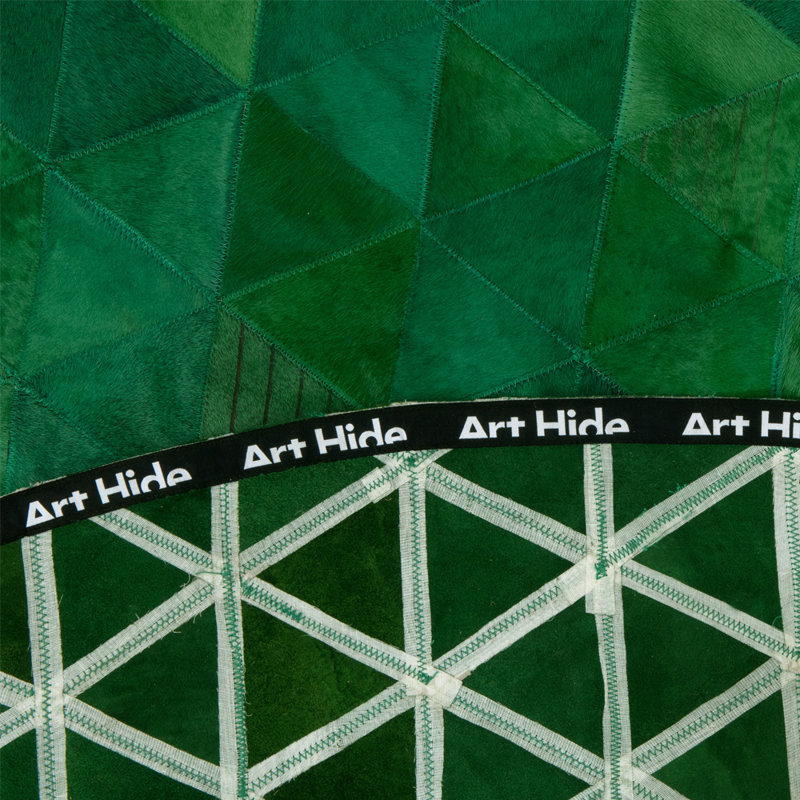 Trilogia Cowhide Geometric Area Rug in Green, Runner 2'7" x 9'10"