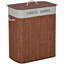 100L Laundry Basket with Lid and String Handles, 2 Section Collapsible Hamper with Removable Lining for Dirty Clothes Storage-131583280