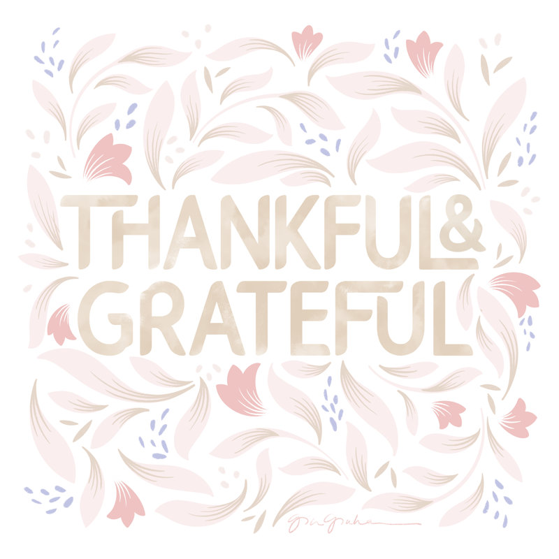 Calm Words I Thankful Blush by Gia Graham - Wrapped Canvas Print, 30cm H x 30cm W