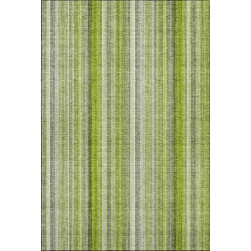 Premium Machine Washable Cerrito AMF543 Green Rug, Rectangle 3' x 5'