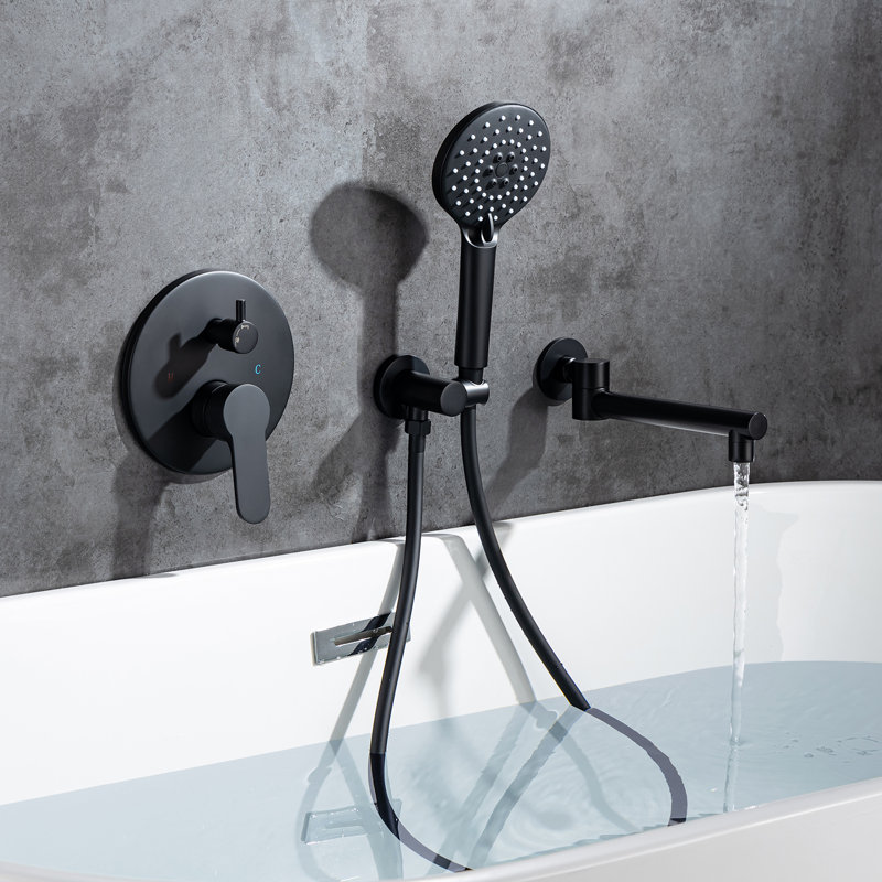 1 Handle Roman Tub Faucet with Diverter, Matte Black