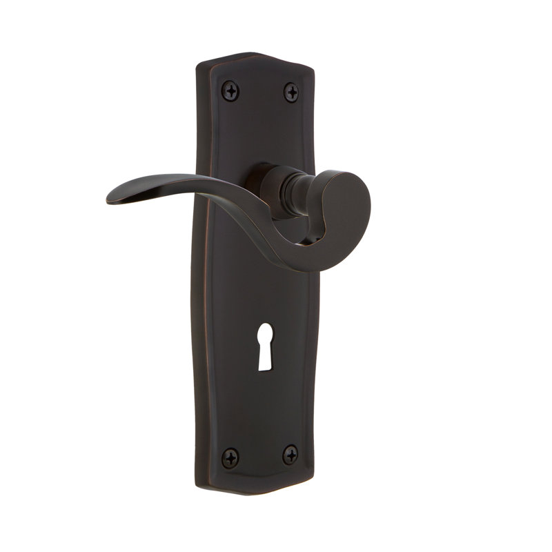 Prairie Plate Passage (Hall & Closet) with Decorative Keyhole and Manor Lever, Unlacquered Brass, 2.375"