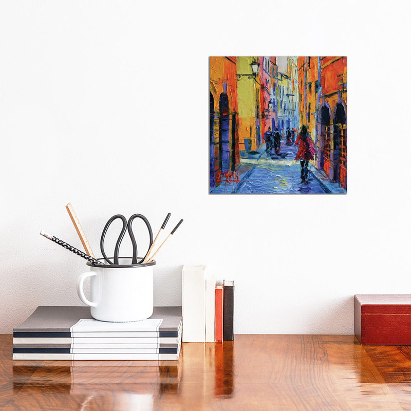 Promenade On Saint Georges Street Lyon by Mona Edulesco - Wrapped Canvas Painting, 30.48 cm H x 30.48 cm W