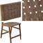 Tabouret de comptoir en similicuir tissé de 24 po de hauteur - structure en bois massif avec des tons de pacane, design Mid-Century, sangles de chaise d'appoint séparées disponibles, pieds en finition, décontracté
