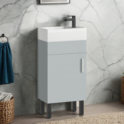 16 Inch Bathroom Vanity With Ceramic Sink For Small Space