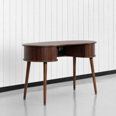 Stream RIPPLE Desk Modern Wooden Writing Desk with Two Hidden Drawers, Stylish Vertical Groove Design, Home Office Workstation, Minimalist Study Table