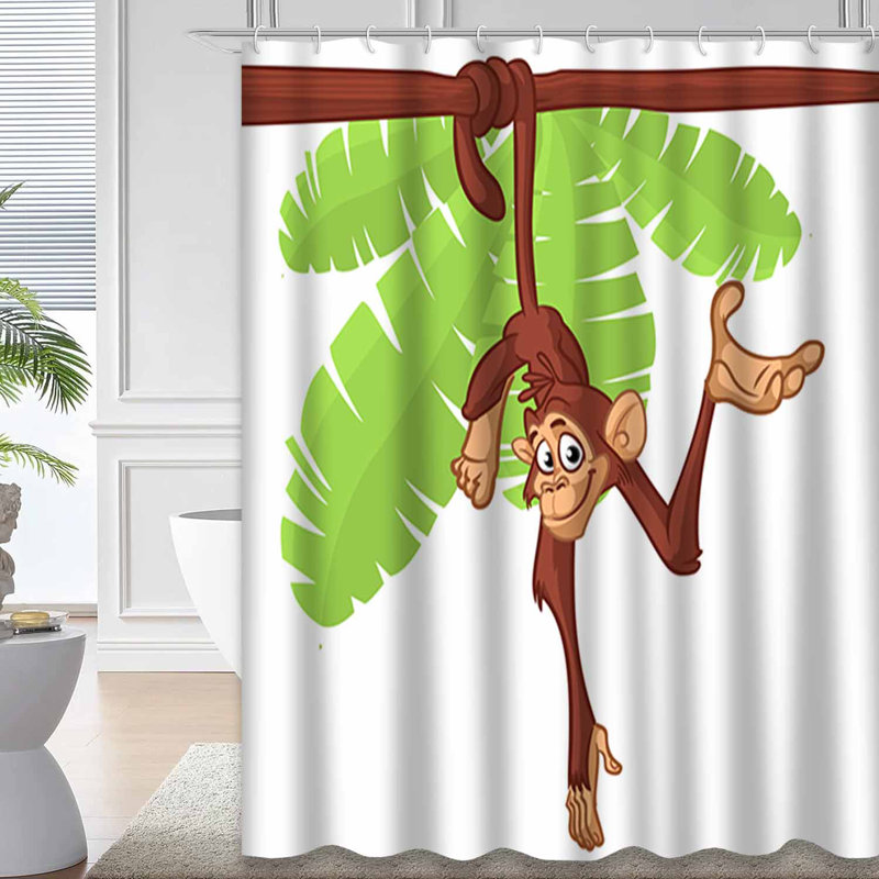 Mignon rideau de douche à suspendre en bois avec 12 crochets, L 72 po x l 78 po