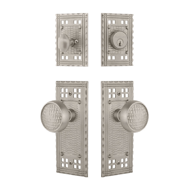 Nostalgic Warehouse Craftsman Entry Set with Craftsman Knob, Satin Nickel, 2.375