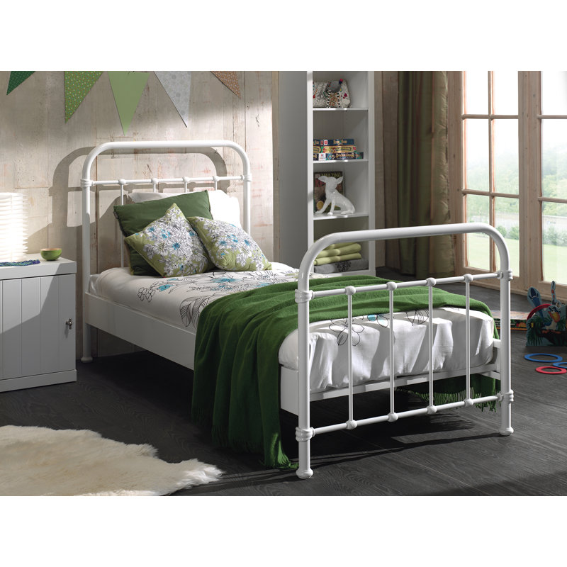 New York Metal Frame Bed, White, European Single (90 x 200cm)