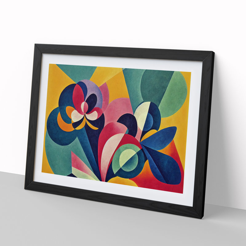 Fabulous Abstract Flowers - Single Picture Frame Painting, 46cm H x 64cm W x 2cm D, Black